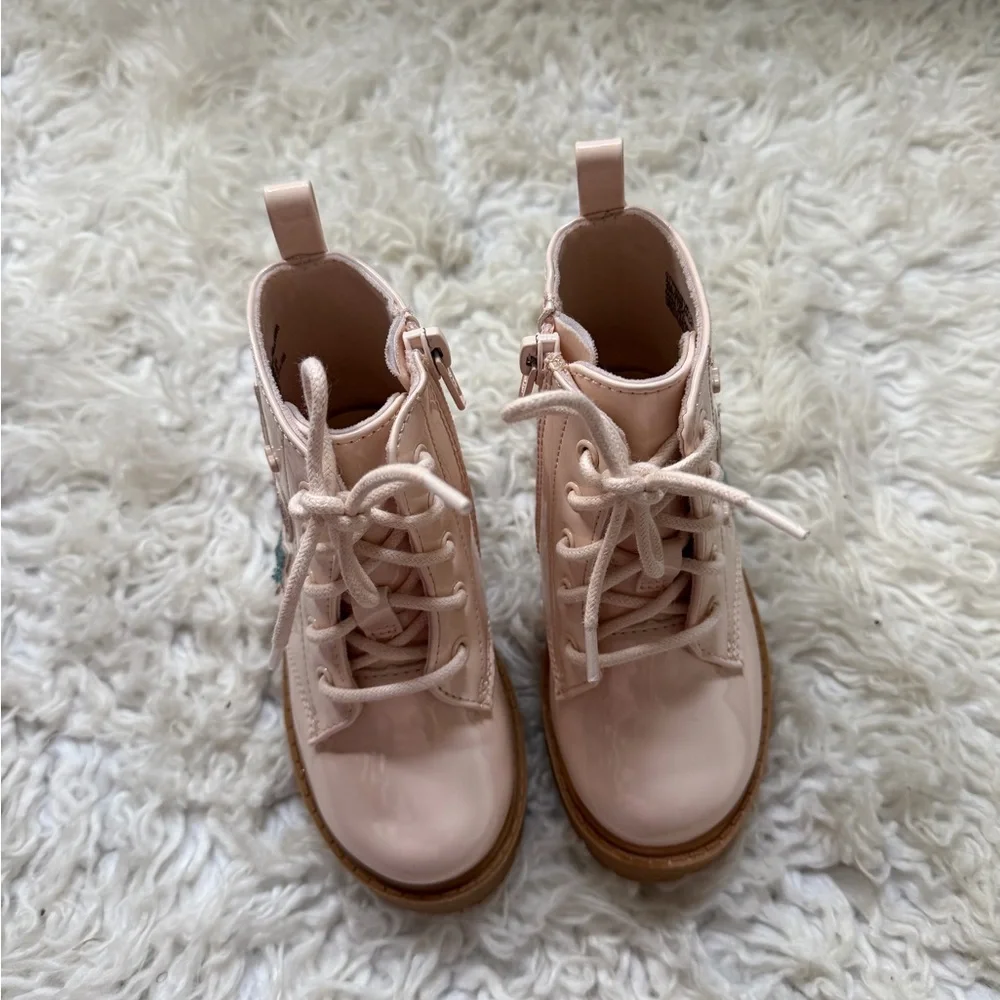 Kids Pink Star & Heart Lace-Up Boots
